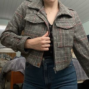 Cropped Plaid Stooch Jacket